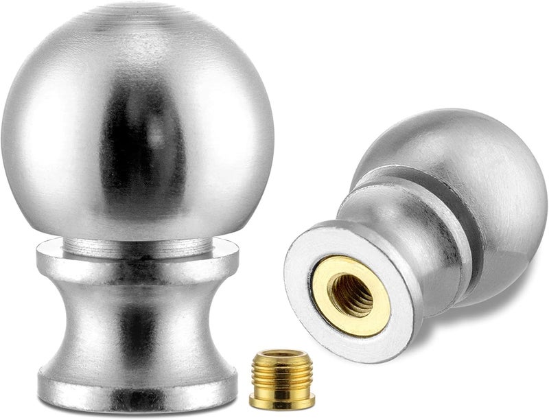 Qc Silver Finials for Lamps - 2 Pack, Lamp Shade Toppers Screw On Cap, Decorative LampShades Top Knob, LampShade Nut, Solid Metal Lamp Finial for Table and Floor Lamps, Lamp Accessories and Parts - Image 1